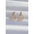 Brass Gold Color Zircon Stone Flat Bow Model Earrings