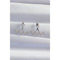 Brass Silver Color Zircon Stone Zigzag Earrings