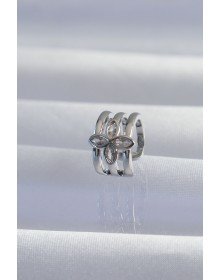 Brass Silver Color Clover Earcuff Earring