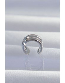 Brass Silver Color Clover Earcuff Earring