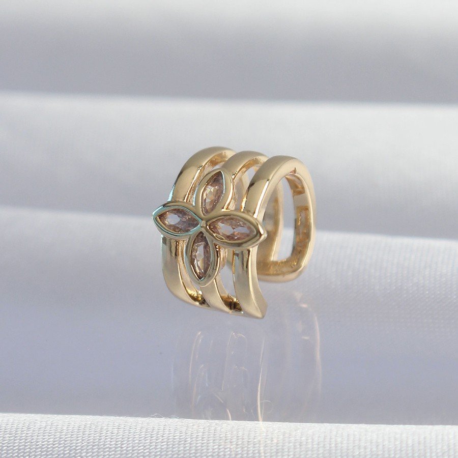 Brass Gold Color Clover Earcuff Earring