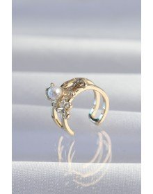 Brass Gold Color Octopus Earcuff Earrings with Pearls