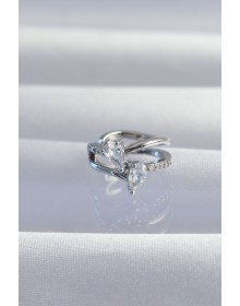 Brass Silver Color Zircon Stone Drop Earcuff Earring