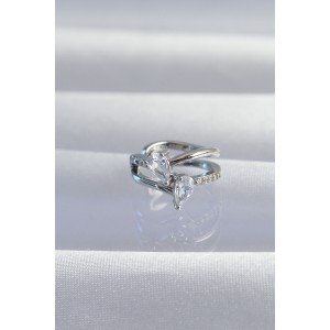 Brass Silver Color Zircon Stone Drop Earcuff Earring
