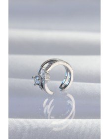 Brass Silver Color Zircon Stone Drop Earcuff Earring