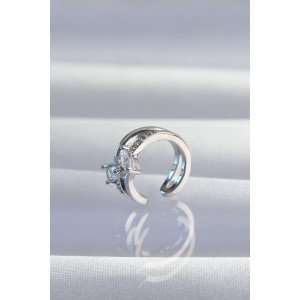 Brass Silver Color Zircon Stone Drop Earcuff Earring
