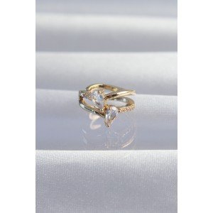 Brass Gold Color Zircon Stone Drop Earcuff Earrings
