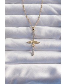316L Steel Chain Gold Color Zircon Stone Phoenix Necklace