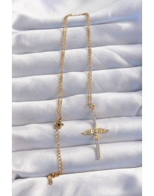 316L Steel Chain Gold Color Zircon Stone Phoenix Necklace