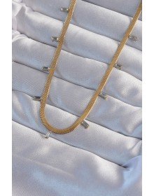 316L Steel Gold Color Baguette Stone Italian Chain Necklace