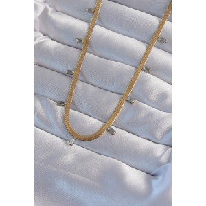 316L Steel Gold Color Baguette Stone Italian Chain Necklace