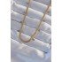 316L Steel Gold Color Baguette Stone Italian Chain Necklace