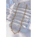 316L Steel Gold Color Baguette Stone Italian Chain Necklace