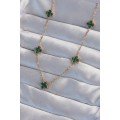 316L Steel Gold Color Minimal Green Enamel Clover Necklace