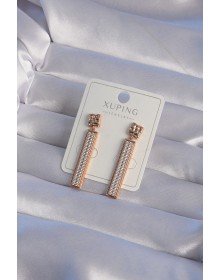XUPING Rose Color Zircon Stone Waterway Earrings