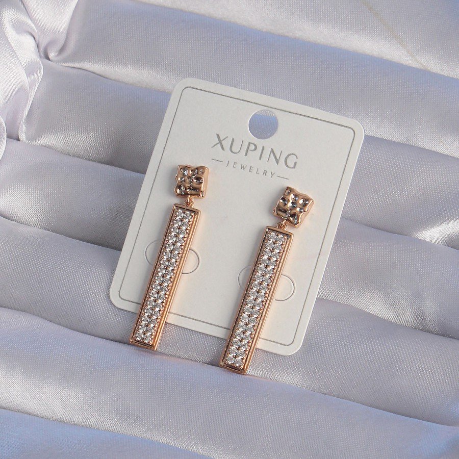 XUPING Rose Color Zircon Stone Waterway Earrings