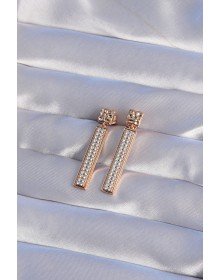 XUPING Rose Color Zircon Stone Waterway Earrings