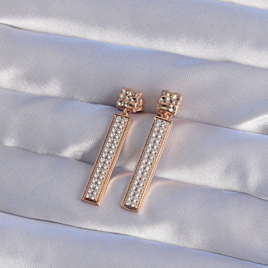 XUPING Rose Color Zircon Stone Waterway Earrings