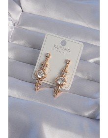 XUPİNG Rose Color Zircon Stone Geometric Dangle Earrings
