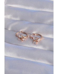 XUPING Rose Color Zircon Stone Hoop Earrings