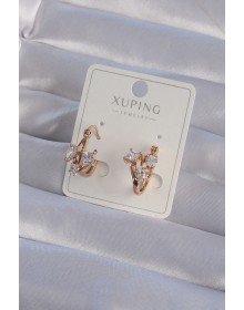 XUPING Rose Color Zircon Stone Hoop Earrings