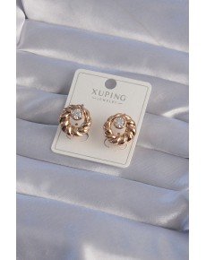 XUPİNG Rose Color Oval Zircon Stone Stud Model Earrings