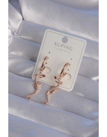 XUPING Rose Color Zircon Stone Lizard Model Hoop Earring