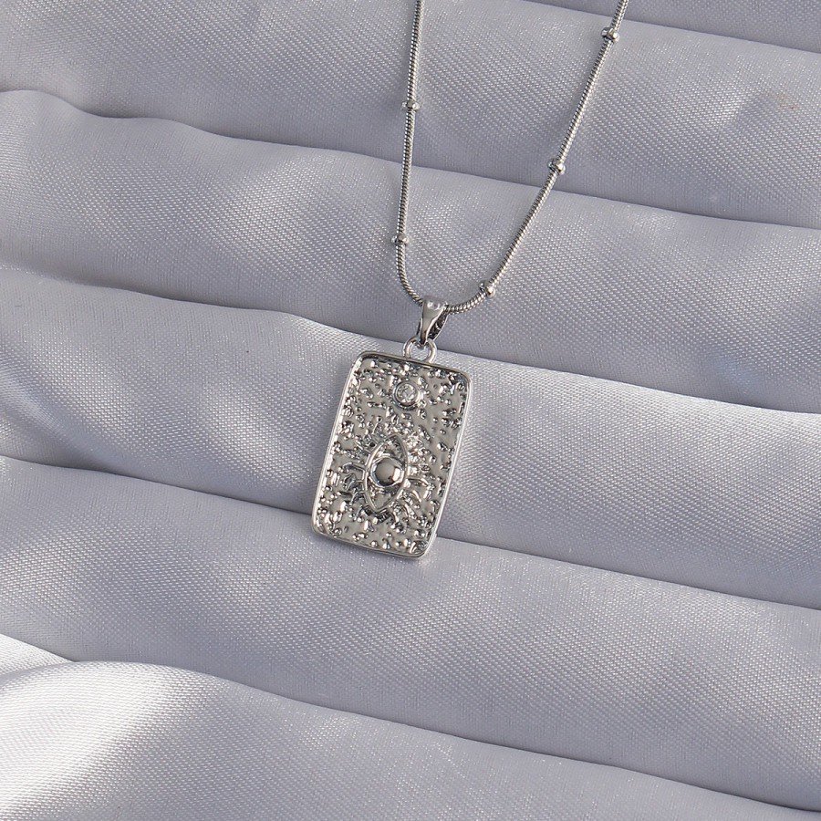 316L Steel Chain Silver Color Laser Engraved Eye Figure Tarot Necklace