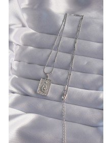 316L Steel Chain Silver Color Laser Engraved Eye Figure Tarot Necklace