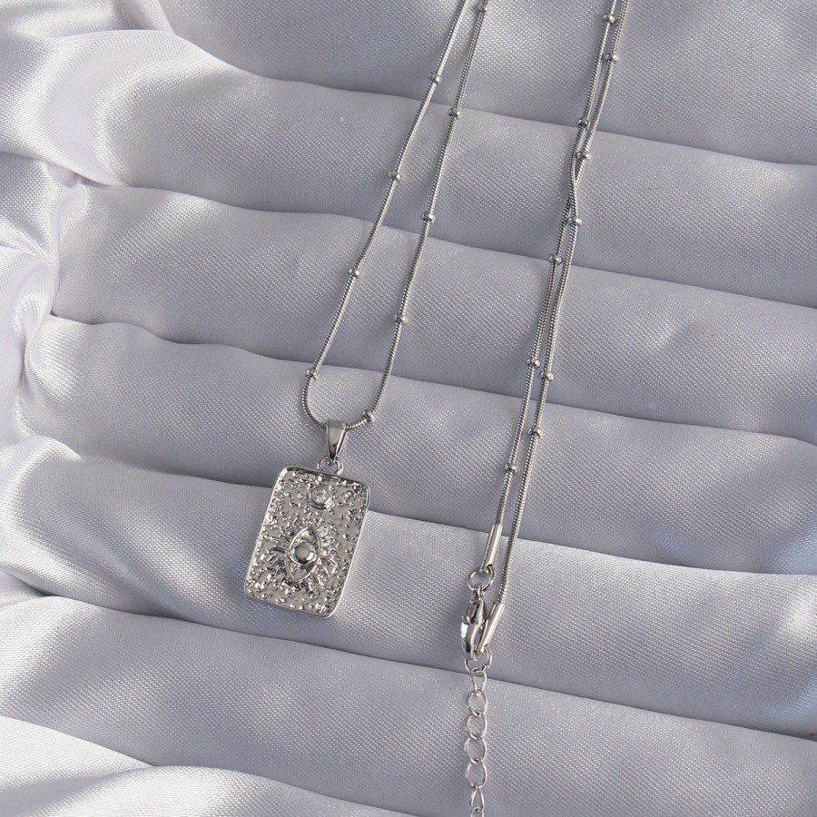 316L Steel Chain Silver Color Laser Engraved Eye Figure Tarot Necklace