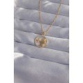 316L Steel Chain Gold Color Zircon Stone Star Figure Oval Necklace