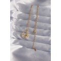 316L Steel Chain Gold Color Zircon Stone Star Figure Oval Necklace