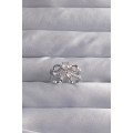Brass Setting Silver Color Zircon Stone 2-Piece Appearance Bow Ring