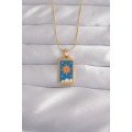 316L Steel Gold Color Blue Enameled Sun Model Tarot Necklace