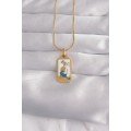 316L Steel Gold Color White Enamel Girl Figure Tarot Necklace