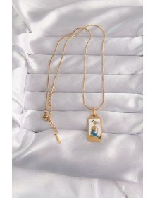 316L Steel Gold Color White Enamel Girl Figure Tarot Necklace
