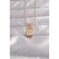 316L Steel Gold Color Mixed Enamel Moon Figure Tarot Necklace