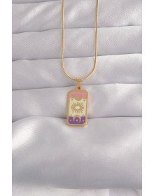 316L Steel Gold Color Mixed Enamel Moon Figure Tarot Necklace