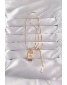 316L Steel Gold Color Mixed Enamel Moon Figure Tarot Necklace