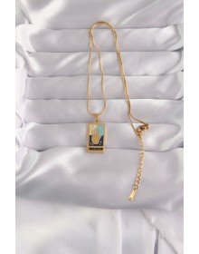 316L Steel Gold Color Mixed Enamel Hand Figure Tarot Necklace