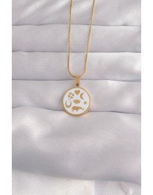 316L Steel Gold Color White Enamel Mixed Figured Tarot Necklace