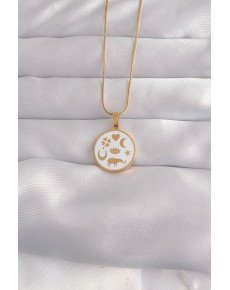 316L Steel Gold Color White Enamel Mixed Figured Tarot Necklace