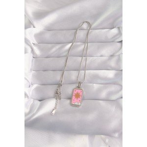 316L Steel Silver Color Pink Enamel Sun Model Tarot Necklace