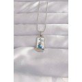316L Steel Silver Color White Enamel Girl Figure Tarot Necklace