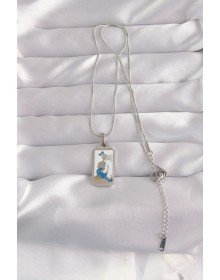 316L Steel Silver Color White Enamel Girl Figure Tarot Necklace