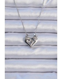 316L Steel Chain Silver Color Zircon Stone Magnet Heart Necklace