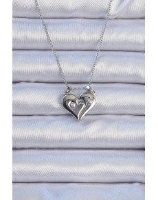 316L Steel Chain Silver Color Zircon Stone Magnet Heart Necklace