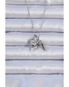 316L Steel Chain Silver Color Zircon Stone Magnet Heart Necklace