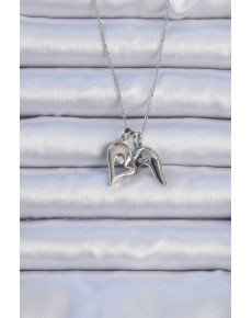 316L Steel Chain Silver Color Zircon Stone Magnet Heart Necklace