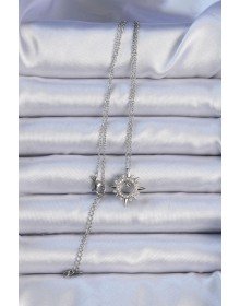 316L Steel Chain Silver Color Zircon Stone Shining Star Necklace